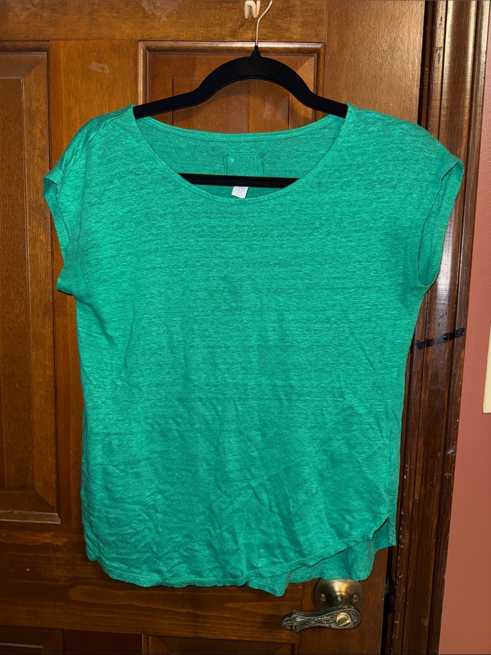 Sigrid Olsen Emerald Green Scoop Neck Short Sleeve Top